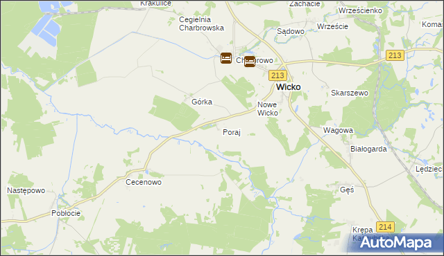 mapa Poraj gmina Wicko, Poraj gmina Wicko na mapie Targeo