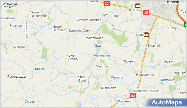 mapa Przemkowo gmina Dzierzążnia, Przemkowo gmina Dzierzążnia na mapie Targeo