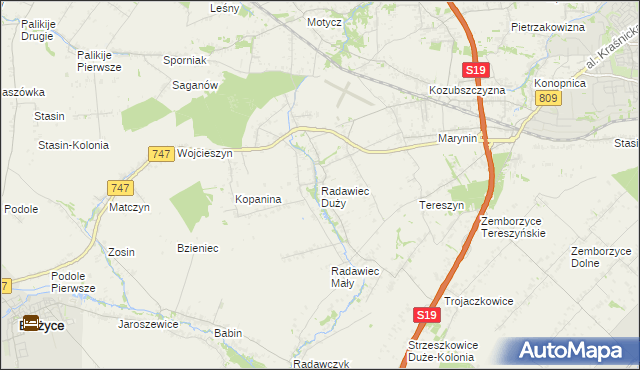 mapa Radawiec Duży, Radawiec Duży na mapie Targeo