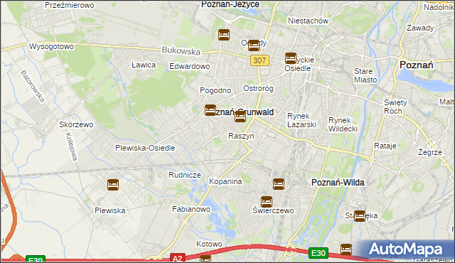 mapa Raszyn gmina Poznań, Raszyn gmina Poznań na mapie Targeo