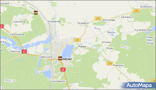 mapa Rataje gmina Chodzież, Rataje gmina Chodzież na mapie Targeo