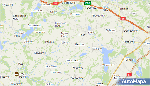 mapa Rębiska gmina Szemud, Rębiska gmina Szemud na mapie Targeo