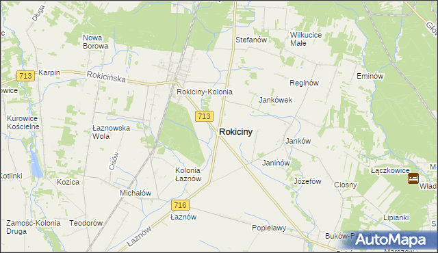 mapa Rokiciny powiat tomaszowski, Rokiciny powiat tomaszowski na mapie Targeo