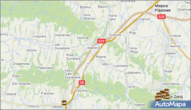 mapa Równe gmina Dukla, Równe gmina Dukla na mapie Targeo