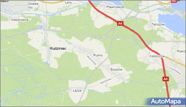 mapa Rudno gmina Rudziniec, Rudno gmina Rudziniec na mapie Targeo