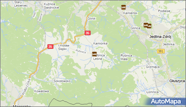 mapa Rybnica Leśna, Rybnica Leśna na mapie Targeo