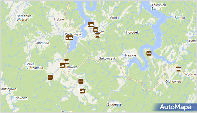 mapa Sakowczyk, Sakowczyk na mapie Targeo