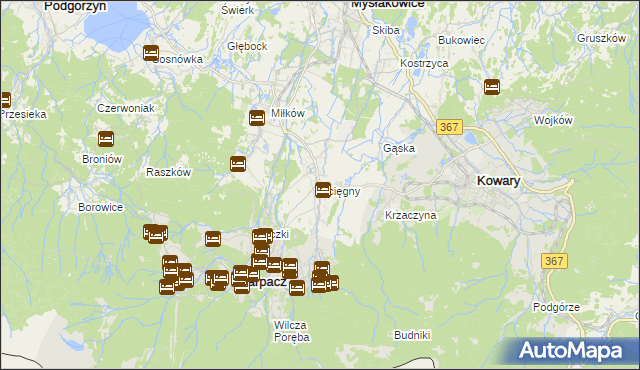 mapa Ściegny, Ściegny na mapie Targeo