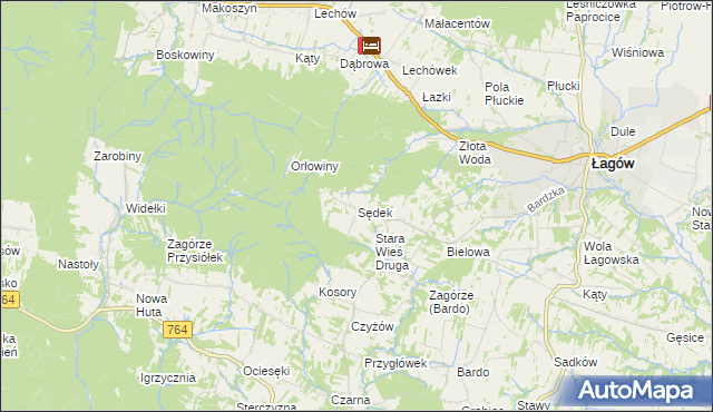 mapa Sędek gmina Łagów, Sędek gmina Łagów na mapie Targeo