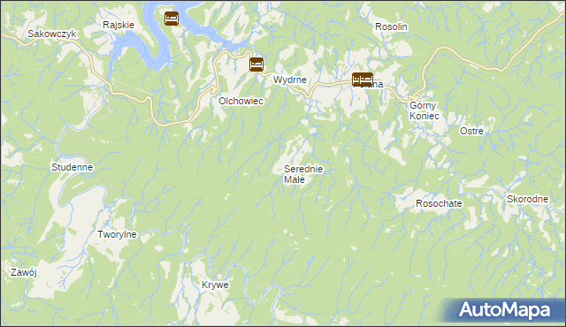 mapa Serednie Małe, Serednie Małe na mapie Targeo