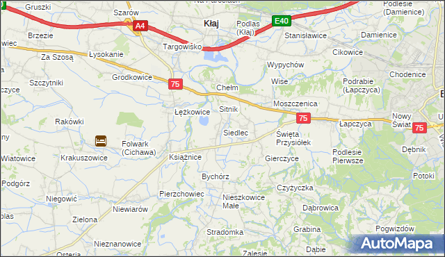 mapa Siedlec gmina Bochnia, Siedlec gmina Bochnia na mapie Targeo