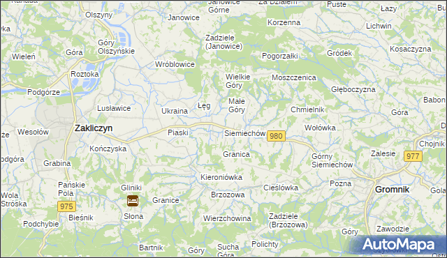 mapa Siemiechów gmina Gromnik, Siemiechów gmina Gromnik na mapie Targeo