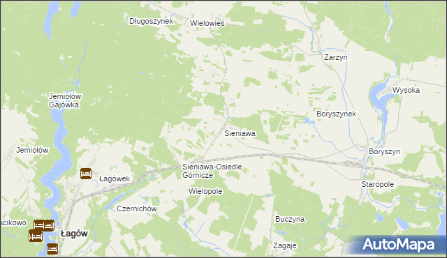 mapa Sieniawa gmina Łagów, Sieniawa gmina Łagów na mapie Targeo