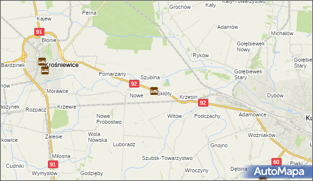 mapa Skłóty, Skłóty na mapie Targeo