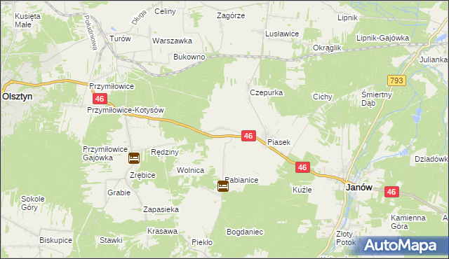 mapa Skowronów gmina Janów, Skowronów gmina Janów na mapie Targeo