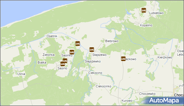 mapa Słajszewo, Słajszewo na mapie Targeo