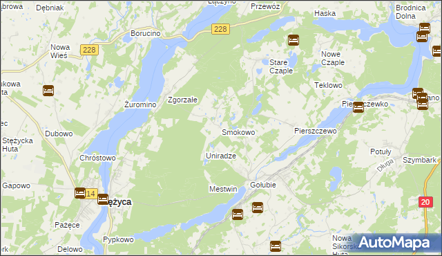 mapa Smokowo gmina Stężyca, Smokowo gmina Stężyca na mapie Targeo