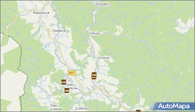 mapa Smolnik gmina Komańcza, Smolnik gmina Komańcza na mapie Targeo