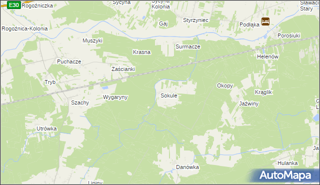 mapa Sokule gmina Drelów, Sokule gmina Drelów na mapie Targeo