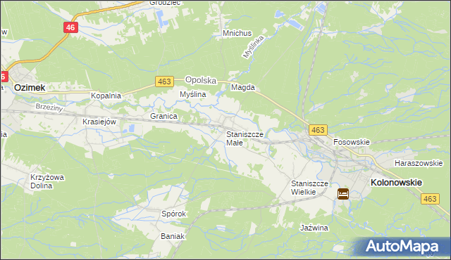 mapa Staniszcze Małe, Staniszcze Małe na mapie Targeo