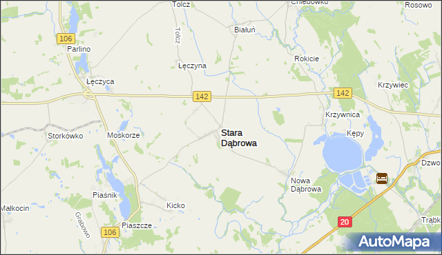mapa Stara Dąbrowa powiat stargardzki, Stara Dąbrowa powiat stargardzki na mapie Targeo