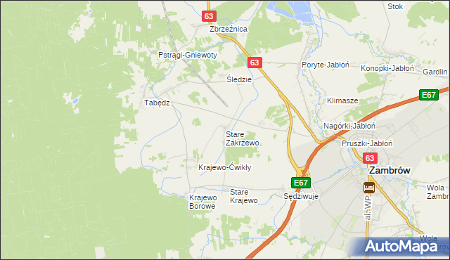 mapa Stare Zakrzewo, Stare Zakrzewo na mapie Targeo