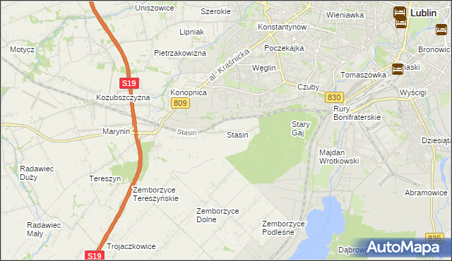 mapa Stasin gmina Konopnica, Stasin gmina Konopnica na mapie Targeo