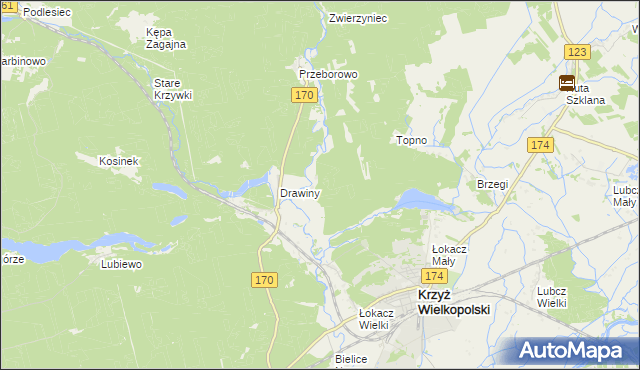 mapa Stefanowo gmina Krzyż Wielkopolski, Stefanowo gmina Krzyż Wielkopolski na mapie Targeo
