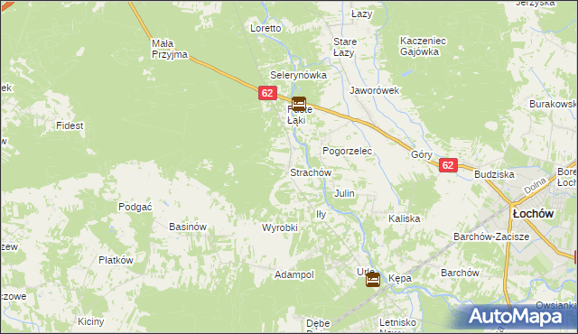 mapa Strachów gmina Jadów, Strachów gmina Jadów na mapie Targeo