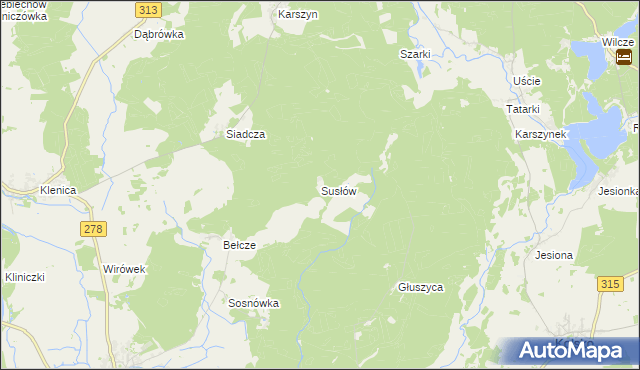 mapa Susłów, Susłów na mapie Targeo