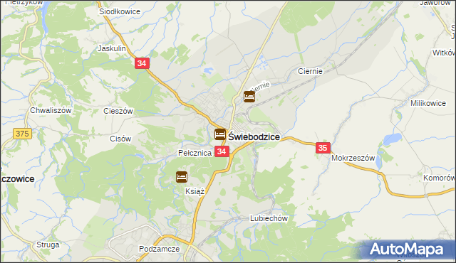 mapa Świebodzice, Świebodzice na mapie Targeo