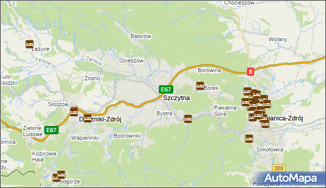 mapa Szczytna powiat kłodzki, Szczytna powiat kłodzki na mapie Targeo