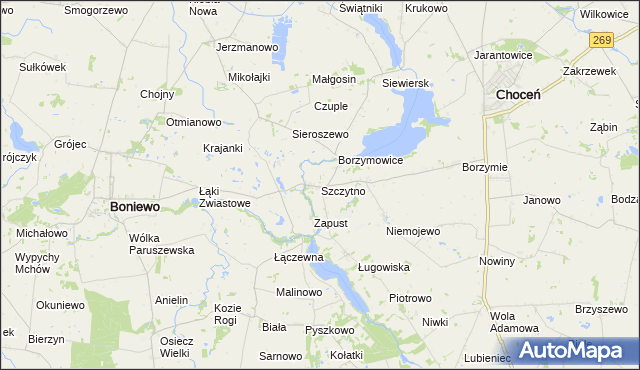 mapa Szczytno gmina Choceń, Szczytno gmina Choceń na mapie Targeo