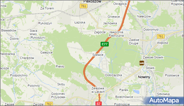 mapa Szewce gmina Sitkówka-Nowiny, Szewce gmina Sitkówka-Nowiny na mapie Targeo