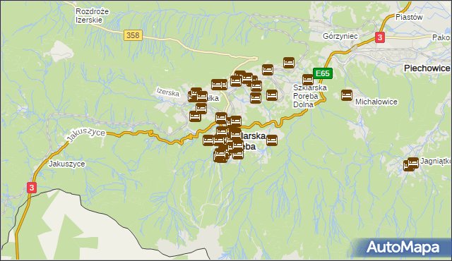 mapa Szklarska Poręba, Szklarska Poręba na mapie Targeo