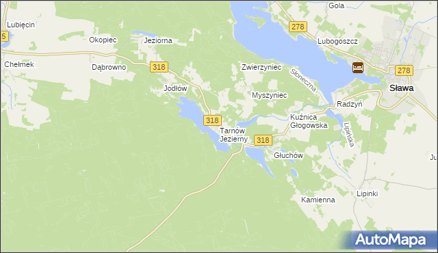 mapa Tarnów Jezierny, Tarnów Jezierny na mapie Targeo