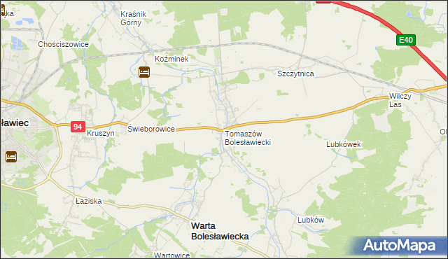 mapa Tomaszów Bolesławiecki, Tomaszów Bolesławiecki na mapie Targeo