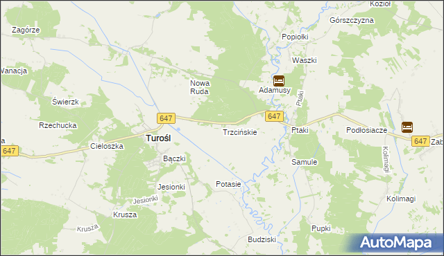 mapa Trzcińskie, Trzcińskie na mapie Targeo