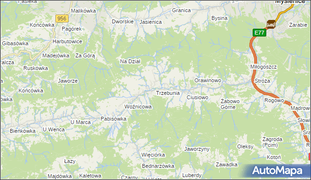 mapa Trzebunia, Trzebunia na mapie Targeo