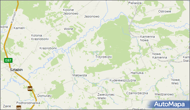 mapa Trzyrzeczki, Trzyrzeczki na mapie Targeo