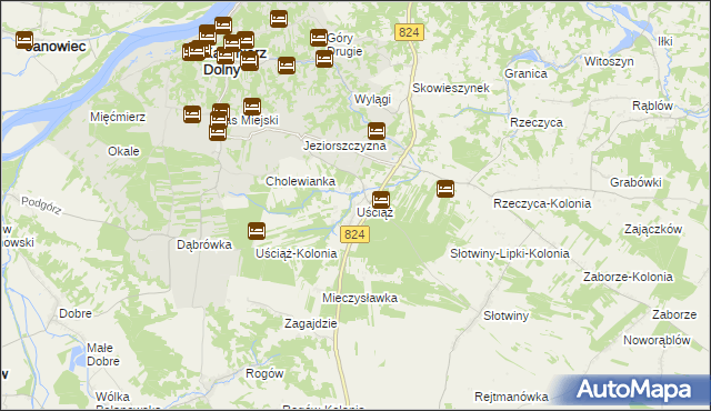 mapa Uściąż, Uściąż na mapie Targeo