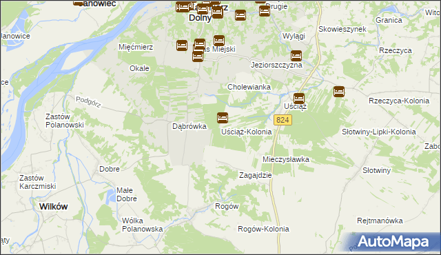 mapa Uściąż-Kolonia, Uściąż-Kolonia na mapie Targeo