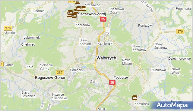 mapa Wałbrzycha, Wałbrzych na mapie Targeo