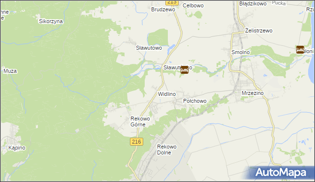 mapa Widlino gmina Puck, Widlino gmina Puck na mapie Targeo