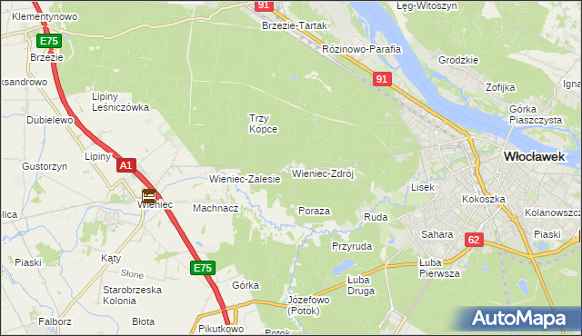 mapa Wieniec-Zdrój, Wieniec-Zdrój na mapie Targeo