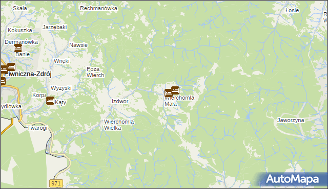 mapa Wierchomla Mała, Wierchomla Mała na mapie Targeo