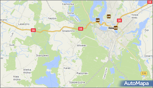 mapa Wikielec gmina Iława, Wikielec gmina Iława na mapie Targeo