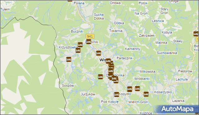 mapa Wisła, Wisła na mapie Targeo