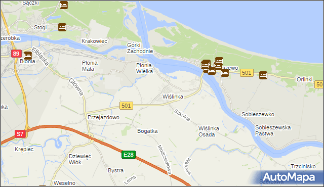 mapa Wiślinka, Wiślinka na mapie Targeo
