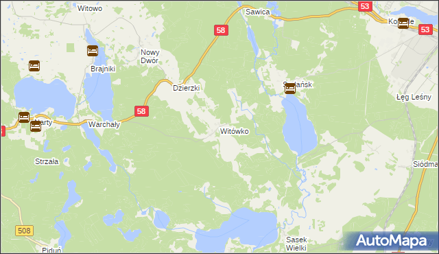 mapa Witówko, Witówko na mapie Targeo